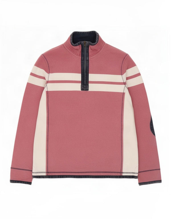 Fat Face Herre The Airlie Zip Neck Sweatshirt Jumper Medium Pink Stribet