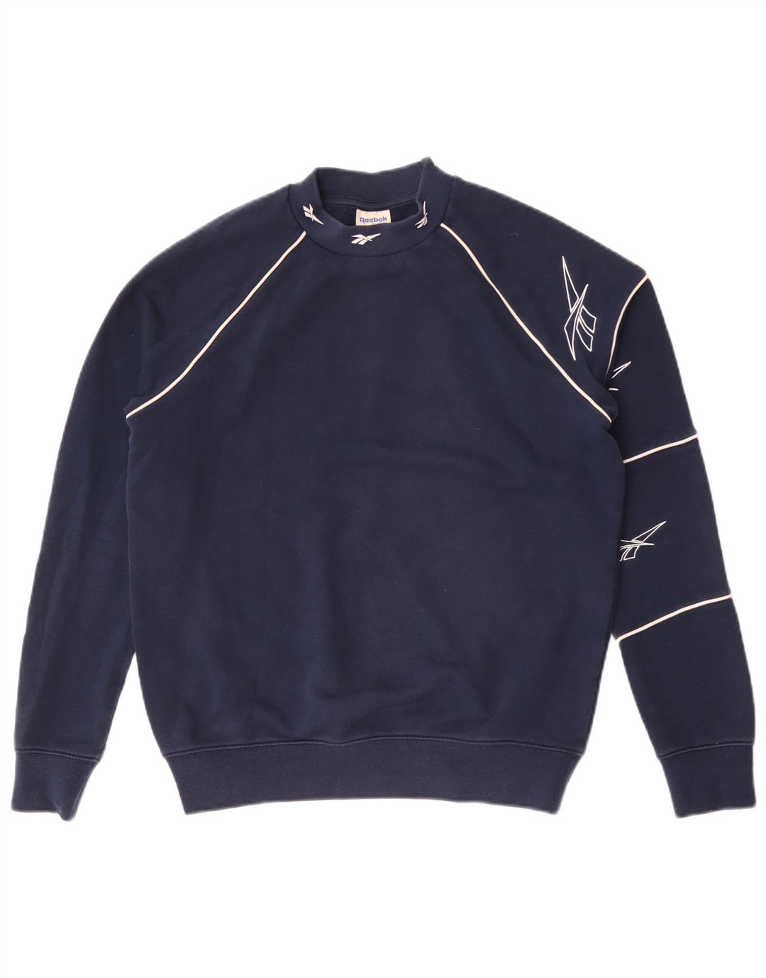 Reebok Dame Grafisk Oversized Sweatshirt Jumper UK 4/6 XS Navy Blue