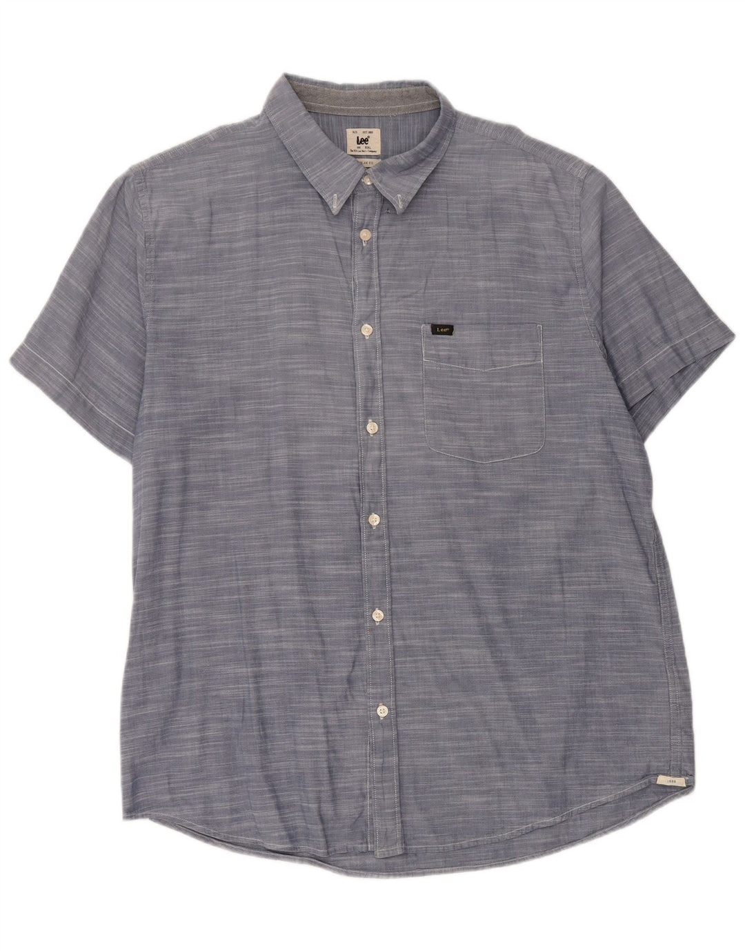 LEE Herre Regular Fit kortærmet skjorte 2XL blå bomuld