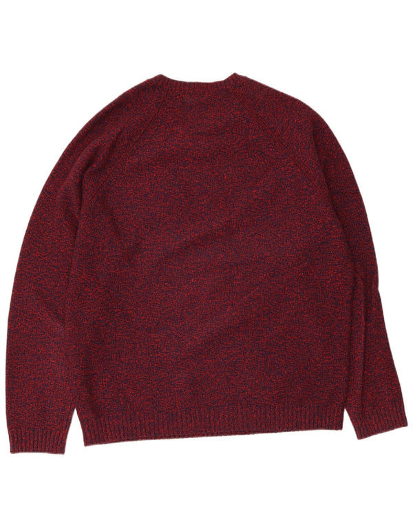 Liu Jo Herre sweater med rund hals XL Burgundy Flecked Virgin Wool