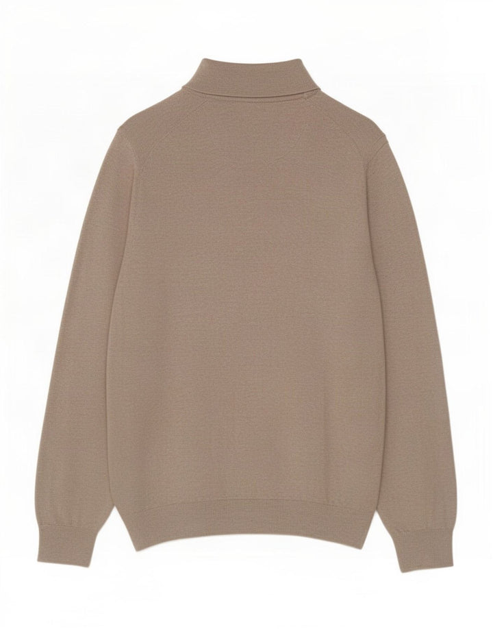 Massimo Dutti Herre Cardigan Sweater Stor Beige Colourblock Bomuld