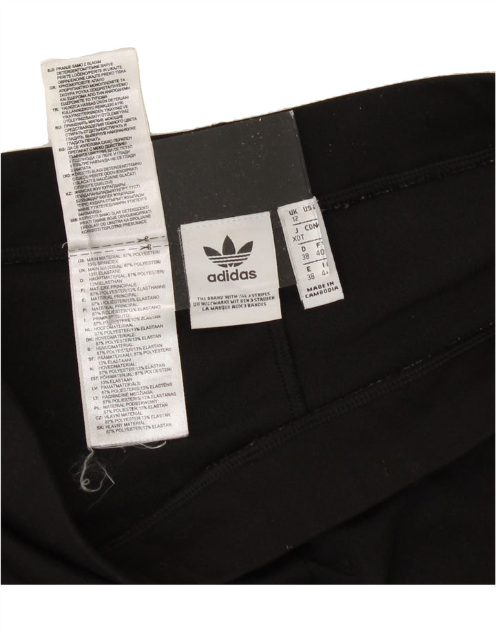 ADIDAS Womens Graphic Leggings UK 12 Medium Black Polyester Vintage Adidas and Second-Hand Adidas from Messina Hembry 