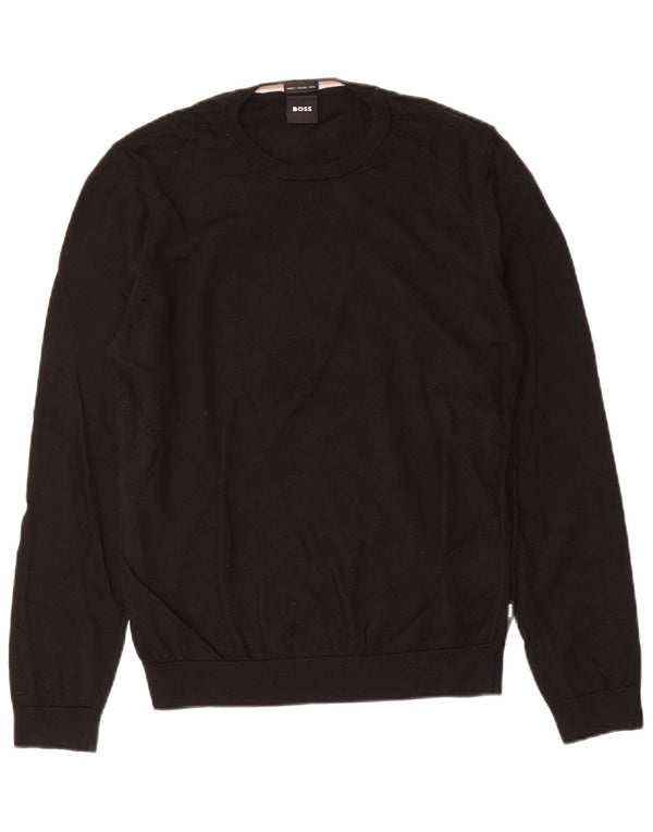 Hugo Boss Herre Crew Neck Jumper Sweater Medium Sort Uld