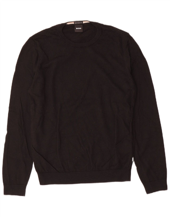 Hugo Boss Herre Crew Neck Jumper Sweater Medium Sort Uld