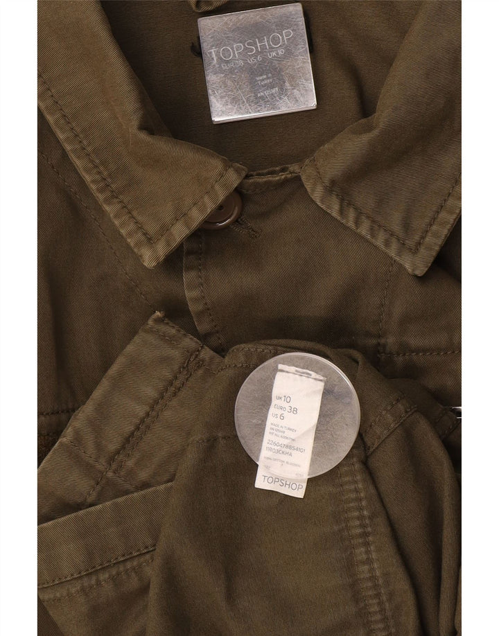 TOPSHOP Dame Oversized Military Jacket UK 10 Small Khaki Cotton