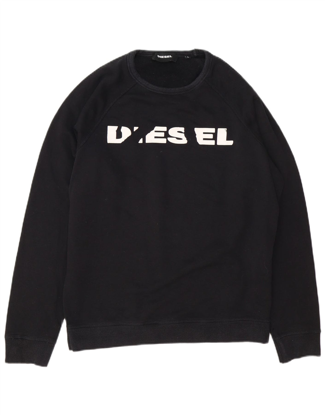Diesel Herre Grafisk Sweatshirt Jumper Stor Sort Bomuld