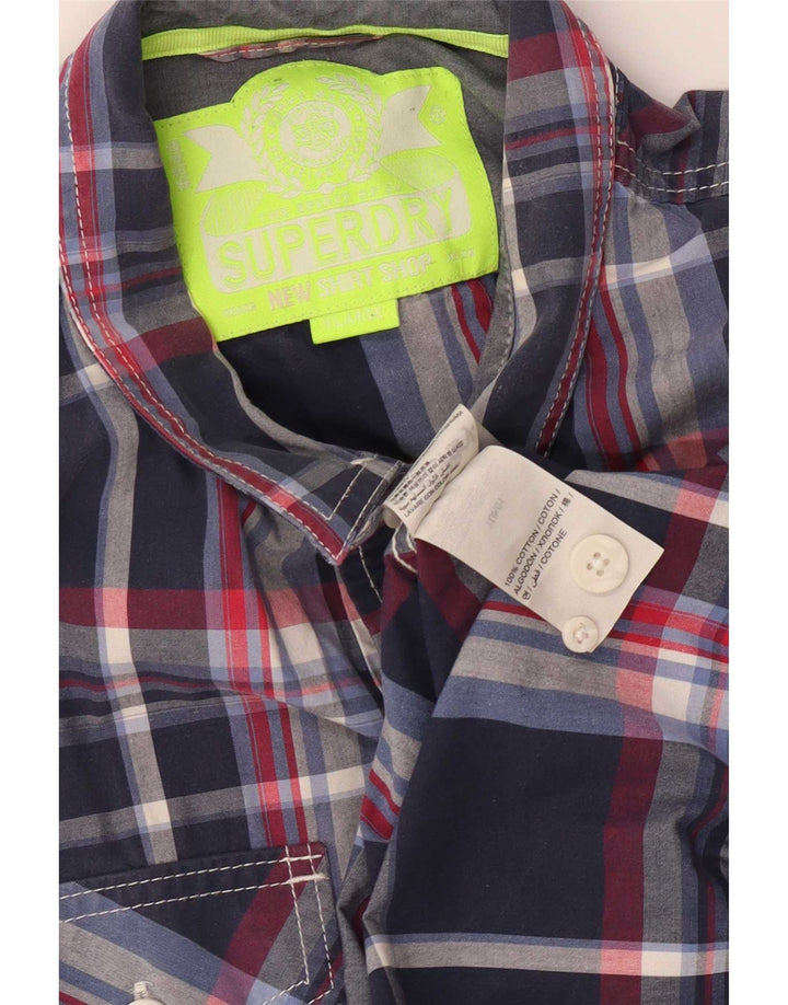 Superdry herreskjorte XL marineblå ternet bomuld