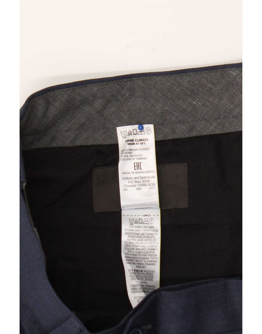 Marks & Spencer Herre Straight Regular Suit Bukser W36 L31 Navy Blue