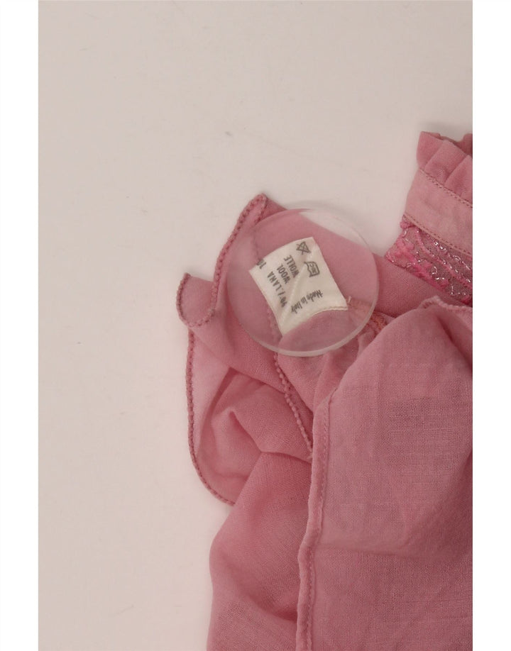 Vintage Dame Langærmet Bluse Top UK 14 Medium Pink Uld
