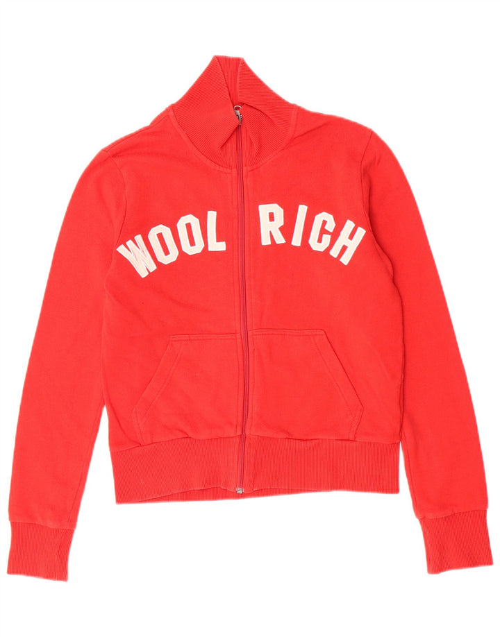 Woolrich Grafisk træningsdragt topjakke til kvinder UK 12 Medium rød bomuld