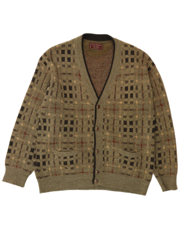 Malagrida Herre Cardigan Sweater Stor Khaki Geometrisk