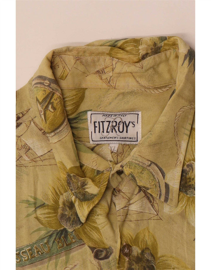 Fitzroy's Herre grafisk skjorte XL Grøn blomster