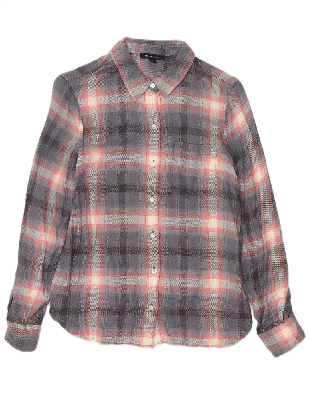 Tommy Hilfiger Dameskjorte UK 10 Small Grey Ternet Rayon