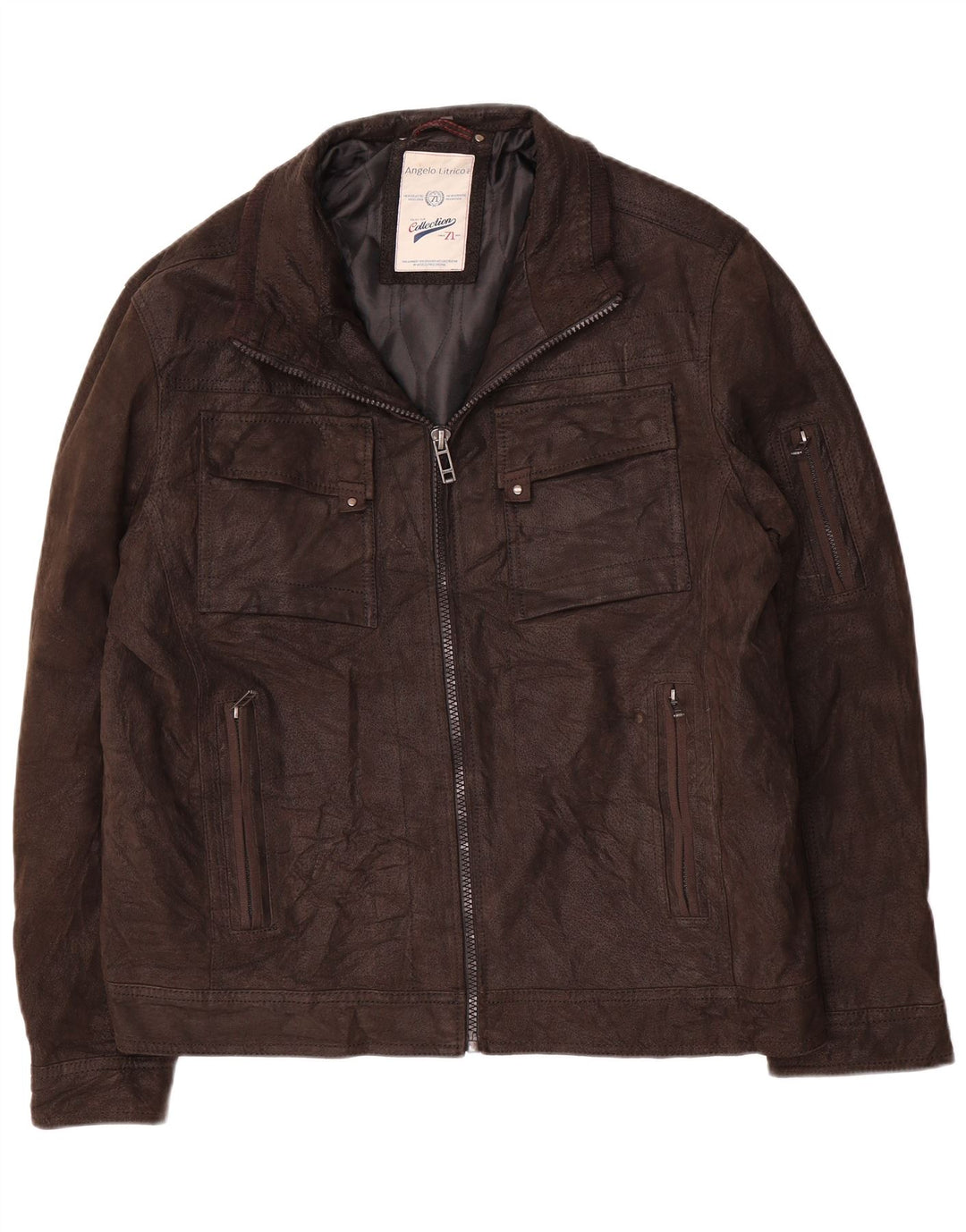 Angelo Litrico Herre Læderjakke UK 42 XL Brun Læder