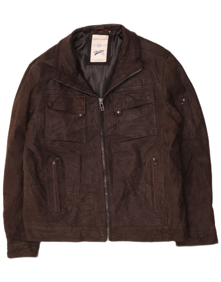Angelo Litrico Herre Læderjakke UK 42 XL Brun Læder