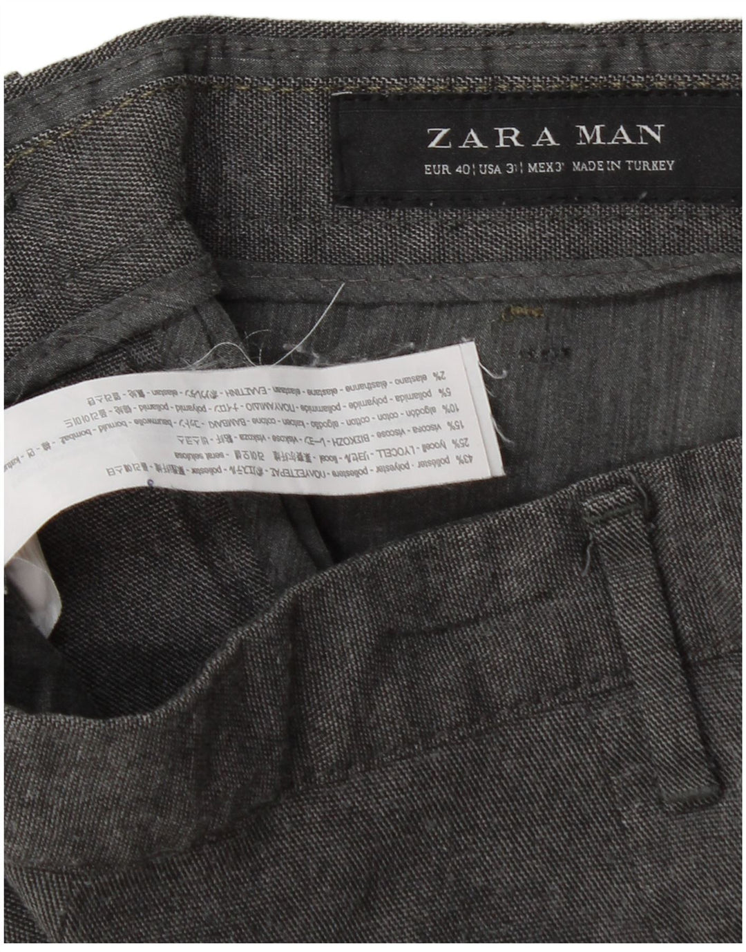 Zara Herre Slim Chino Bukser EU 40 Medium W31 L30 Grå Polyester