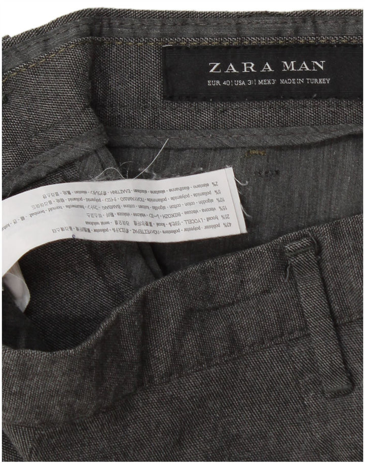 Zara Herre Slim Chino Bukser EU 40 Medium W31 L30 Grå Polyester