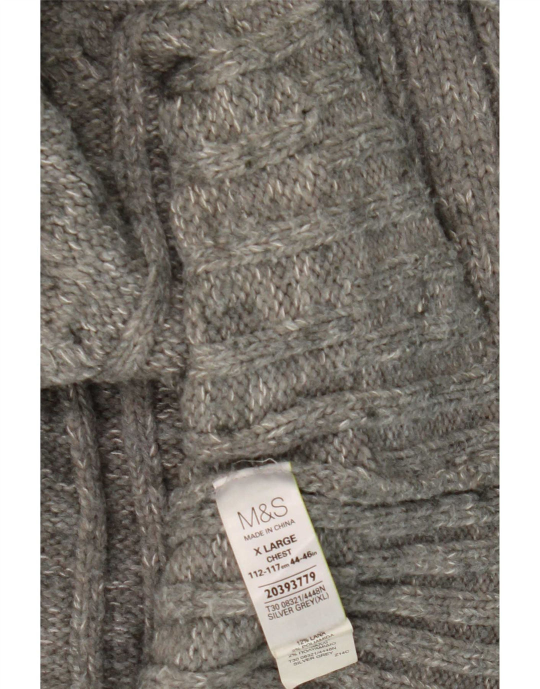 Marks & Spencer Herre Zip Neck Sweater XL Grå Akryl