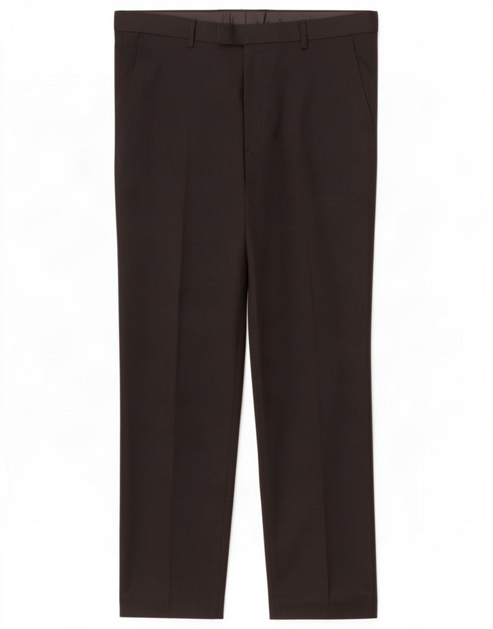 Marks & Spencer Herre Straight Regular Suit Bukser W36 L31 Sort Polyester