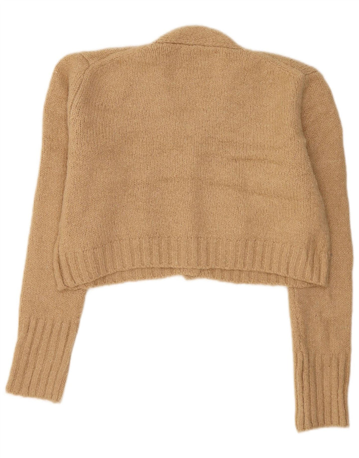 Zara Womens Crop Cardigan Sweater UK 14 Medium Beige
