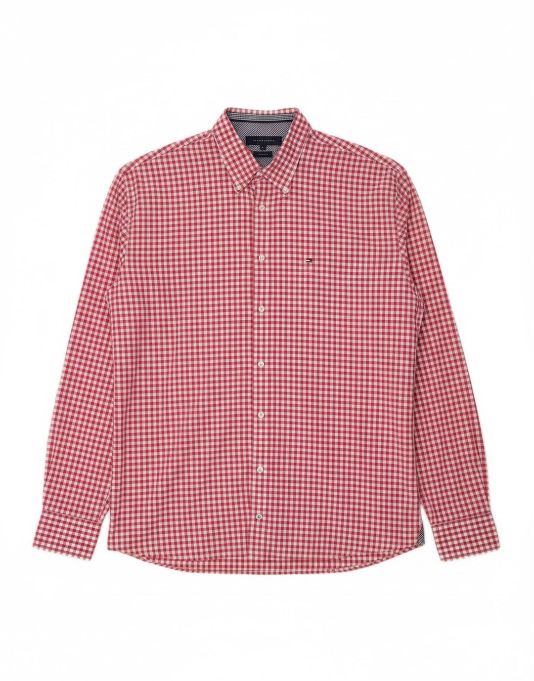 TOMMY HILFIGER Mens Custom Fit Shirt XL Pink Gingham Cotton