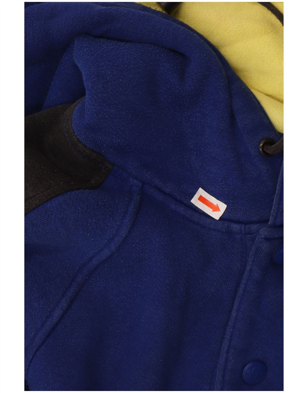 STARTER Herre Button Neck Hoodie Jumper Medium Blue Colourblock Bomuld