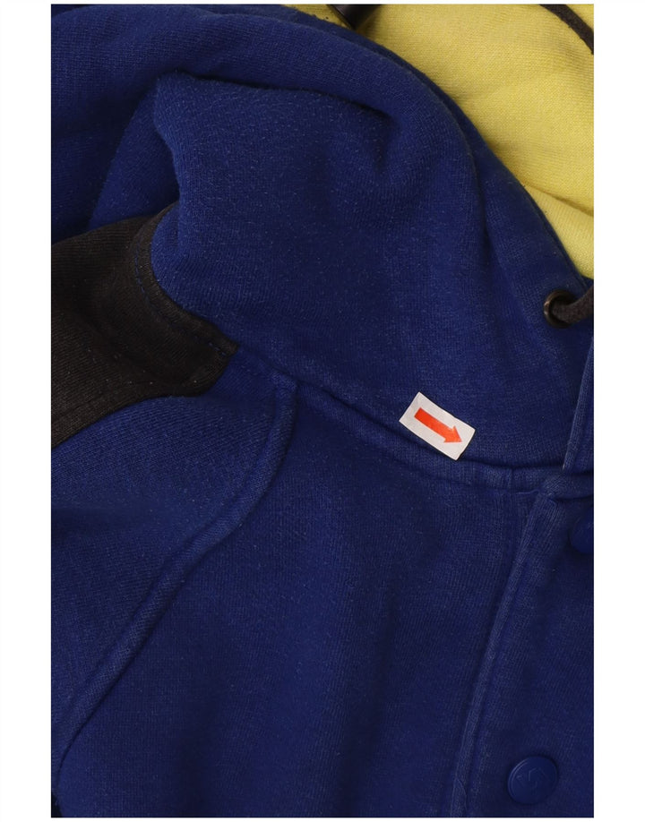 STARTER Herre Button Neck Hoodie Jumper Medium Blue Colourblock Bomuld