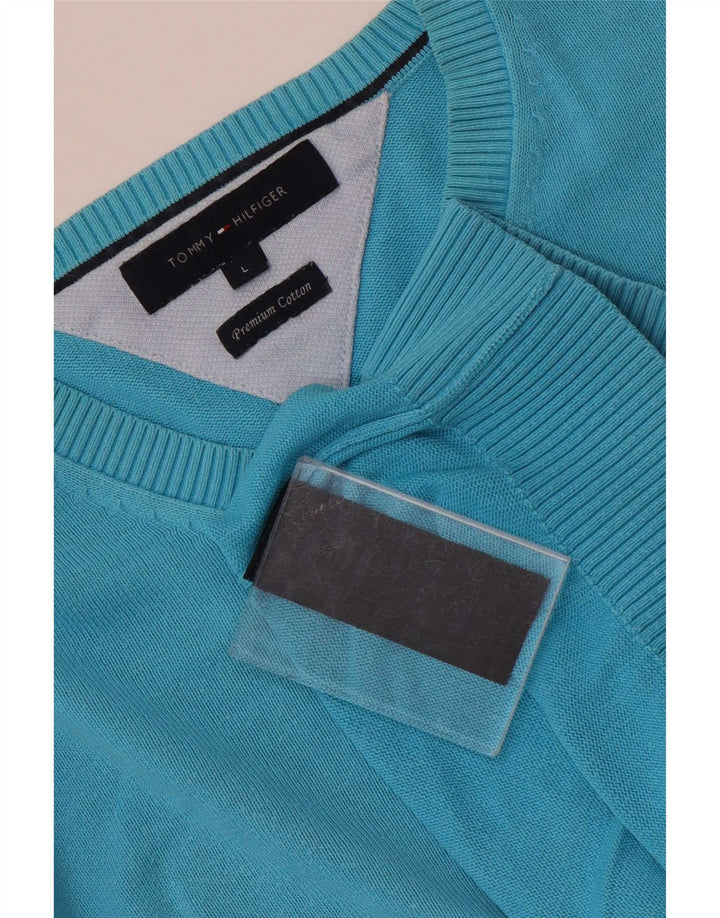 Tommy Hilfiger Herre V-hals sweater Stor Blå Bomuld