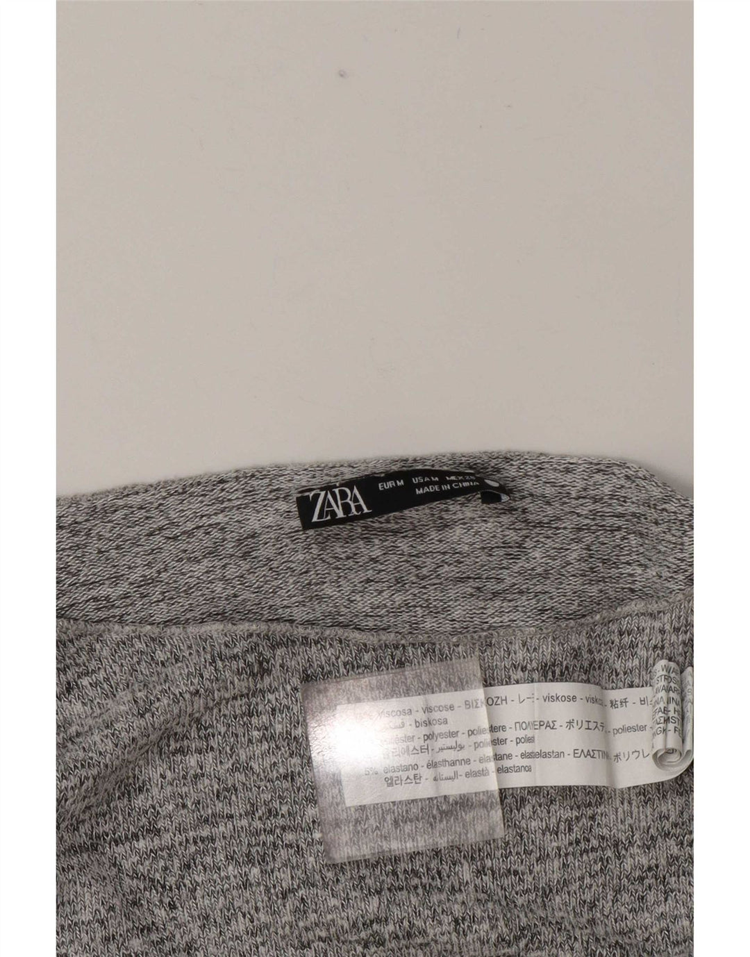 Zara Dametop Langærmet UK 14 Medium Grey Flecked Viscose