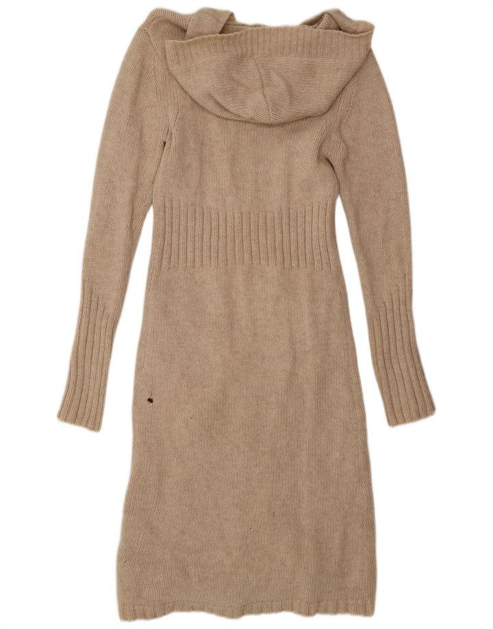 White Stuff Womens Longline Hooded Cardigan Sweater UK 12 Medium Beige