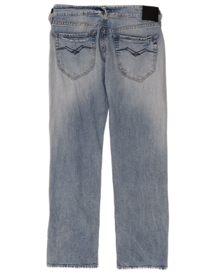 Replay Dame Distressed Straight Jeans W30 L30 Blå Bomuld