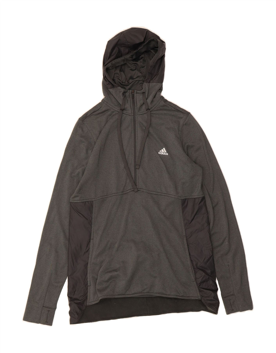 ADIDAS Mens Zip Neck Hoodie Jumper Large Grey Colourblock Polyester Vintage Adidas and Second-Hand Adidas from Messina Hembry 