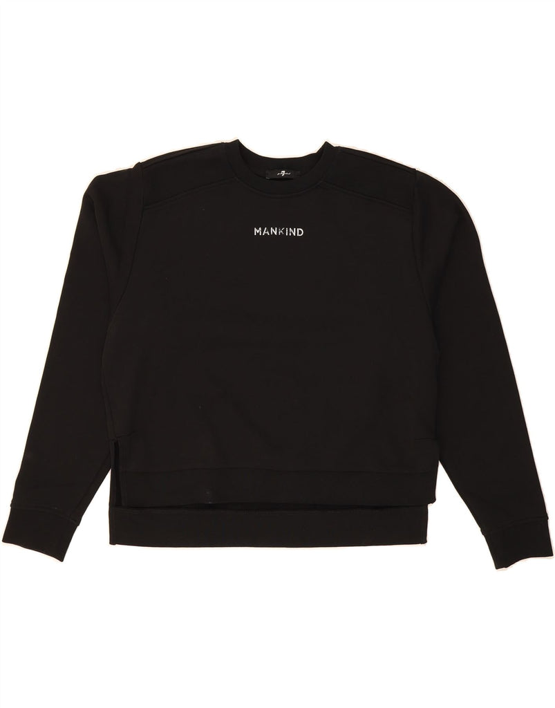 7 FOR ALL MANKIND Womens Oversized Sweatshirt Jumper UK 6 XS Black Cotton Vintage 7 For All Mankind and Second-Hand 7 For All Mankind from Messina Hembry 