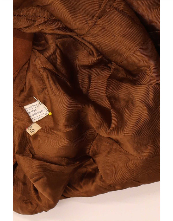 Vintage ruskindsfrakke til kvinder IT 52 2XL brunt læder