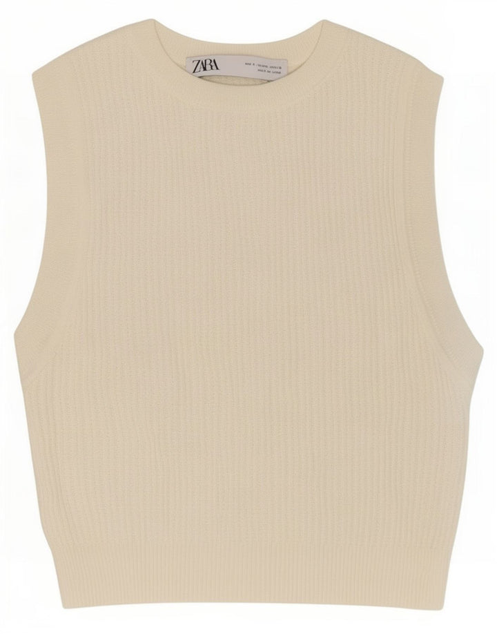 Zara Womens Crop Vest Top UK 8 Small White