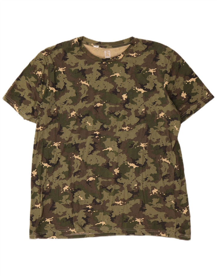 Decathlon Herre T-Shirt Top XL Khaki Camouflage