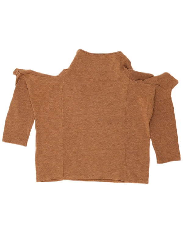 Zara Off Shoulder Bluse Top UK 14 Medium Beige Flecked