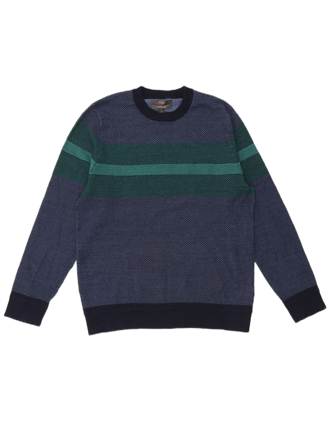 Marks & Spencer Herre sweater med rund hals, medium marineblå farveblok