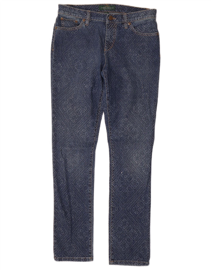 Ralph Lauren Dame Slim Jeans US 8 Medium W32 L31 Blå Geometrisk Bomuld