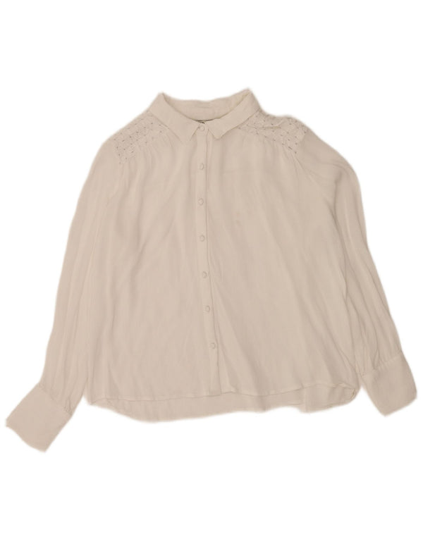 Zara Dame Langærmet Regular Fit Skjorte UK 12 Medium White