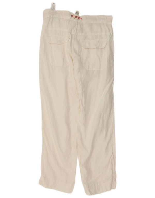 Zara Mens Straight Chino Trousers Large W34 L30 White Linen