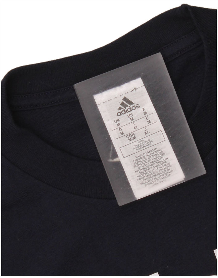 Adidas Herre grafisk T-shirt Top Medium Marineblå Bomuld