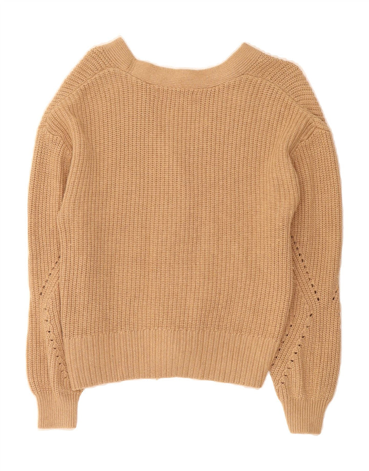 MARKS & SPENCER Womens Cardigan Sweater UK 14 Medium  Beige Cotton Vintage Marks & Spencer and Second-Hand Marks & Spencer from Messina Hembry 