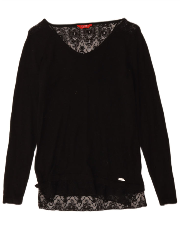 Guess Dametop Langærmet UK 10 Small Black Floral