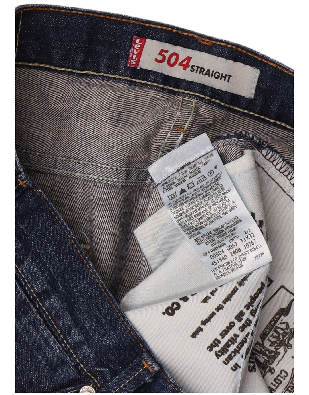 Levi's Herre 504 lige jeans W33 L32 blå bomuld