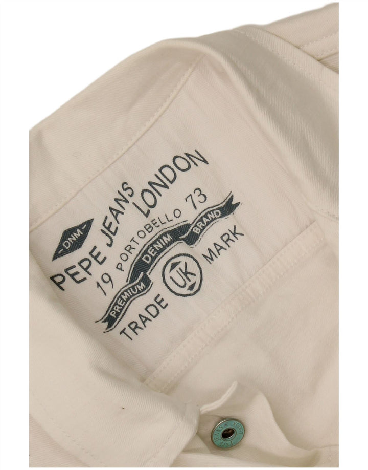 PEPE Jeans Dame Crop Denim Jacket UK 10 Small White