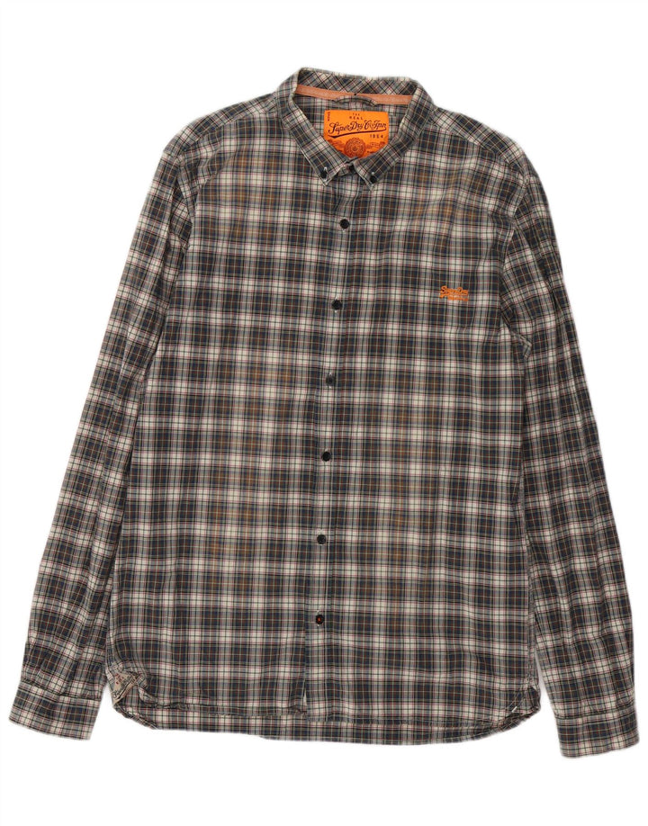 Superdry herreskjorte 2XL marineblå ternet bomuld