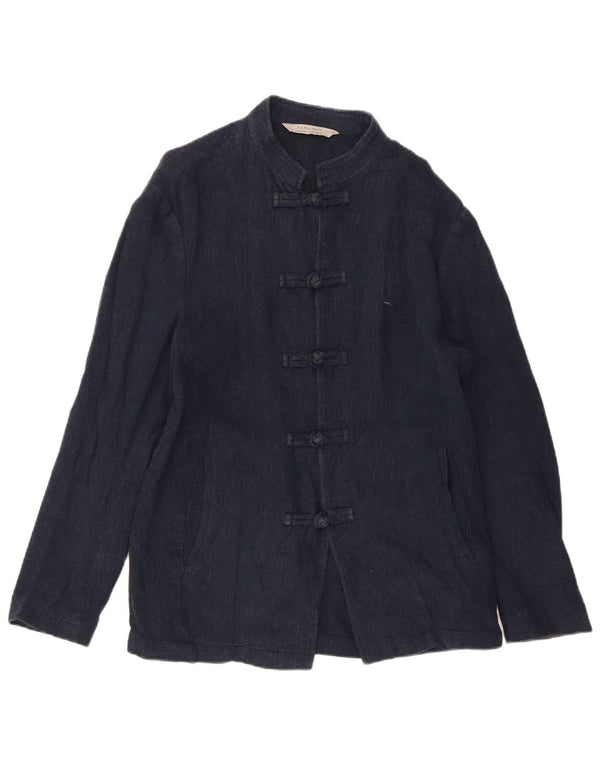 ZARA Herre Duffle Jacket UK 38 Medium Navy Blue Linen
