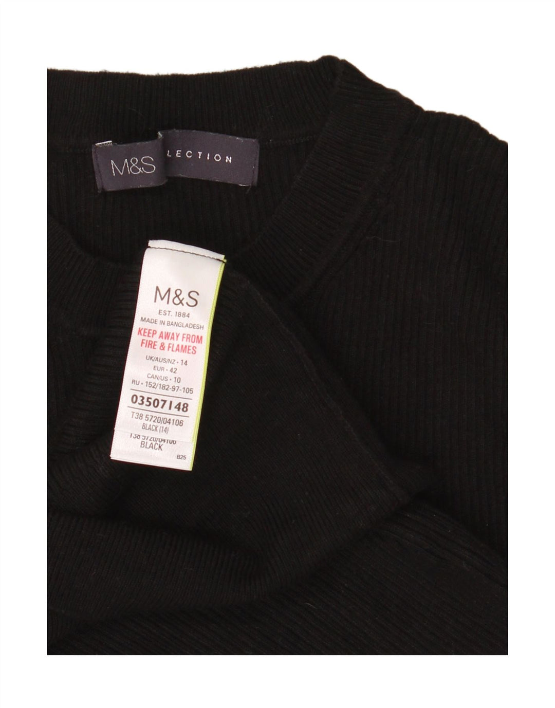 Marks & Spencer Damevest Tank Top UK 14 Medium Black Viscose
