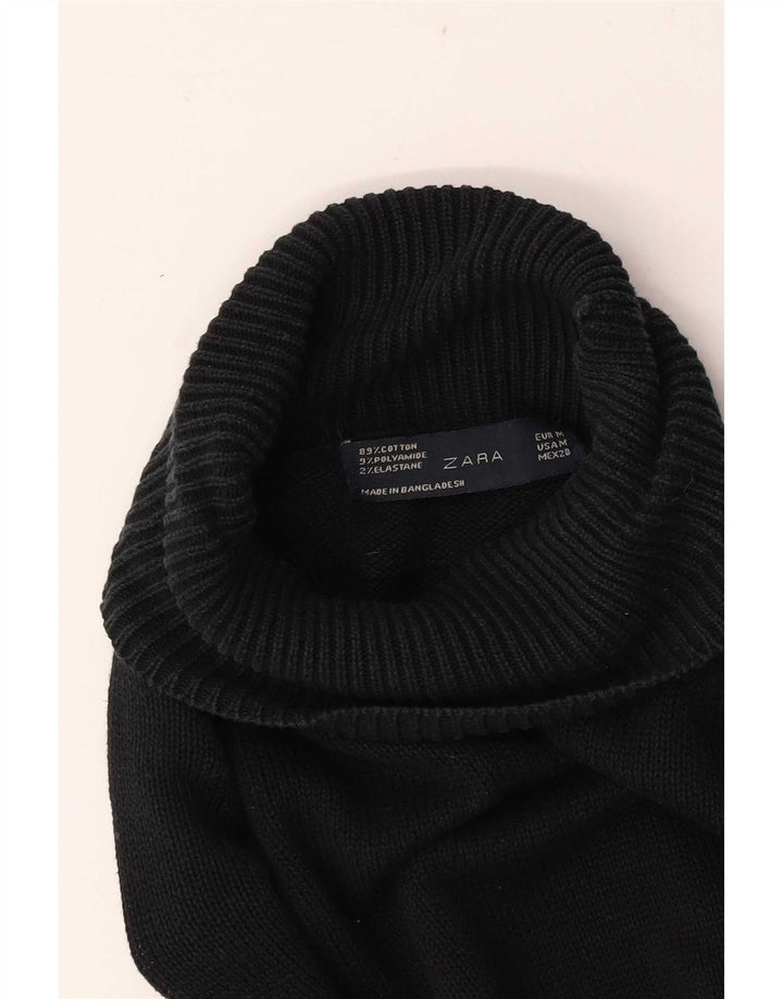 Zara Dame Rullehals Sweater UK 14 Medium Navy Blue Bomuld